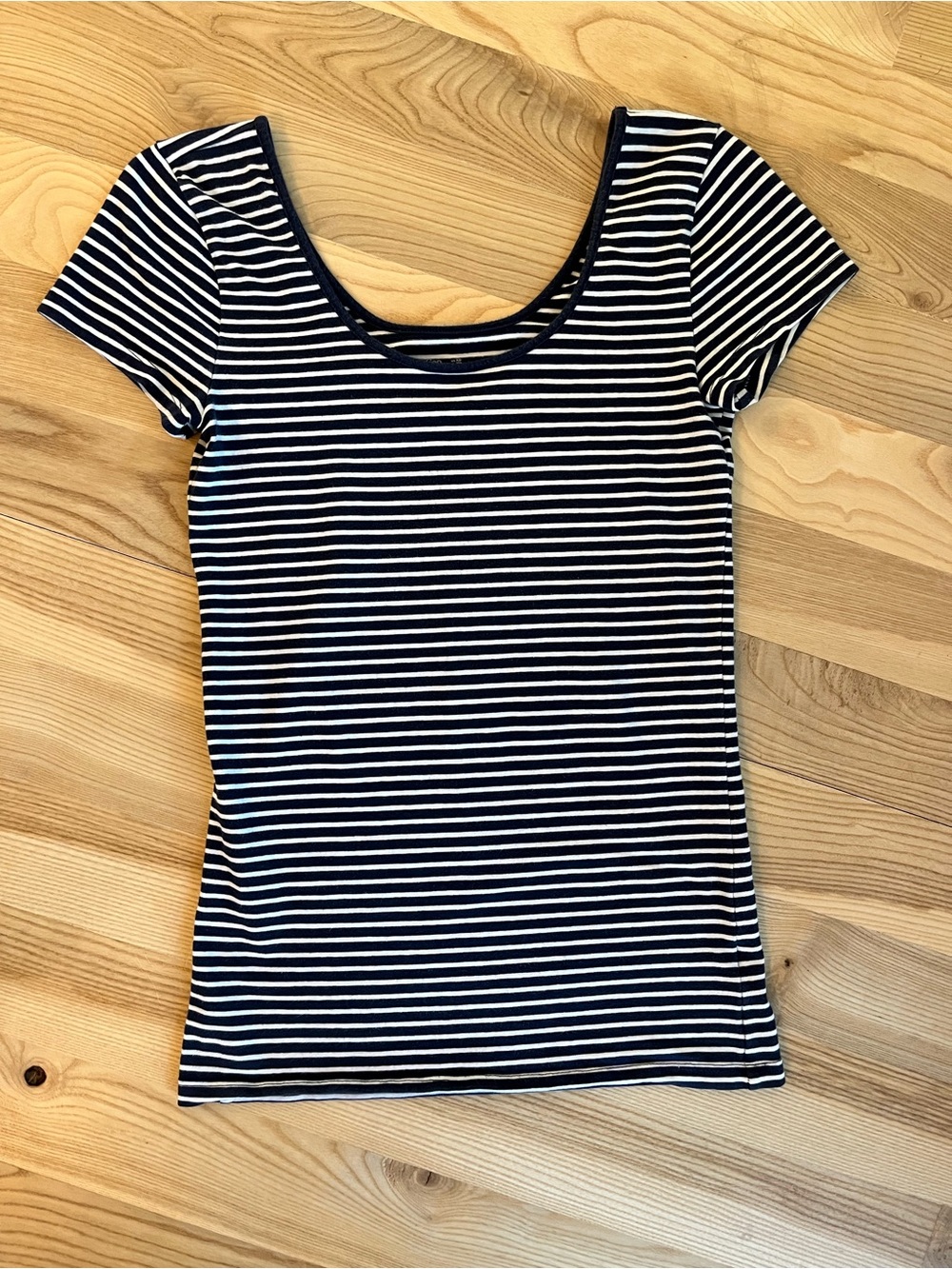 GAP Navy and White Striped Scoop Neck Tee